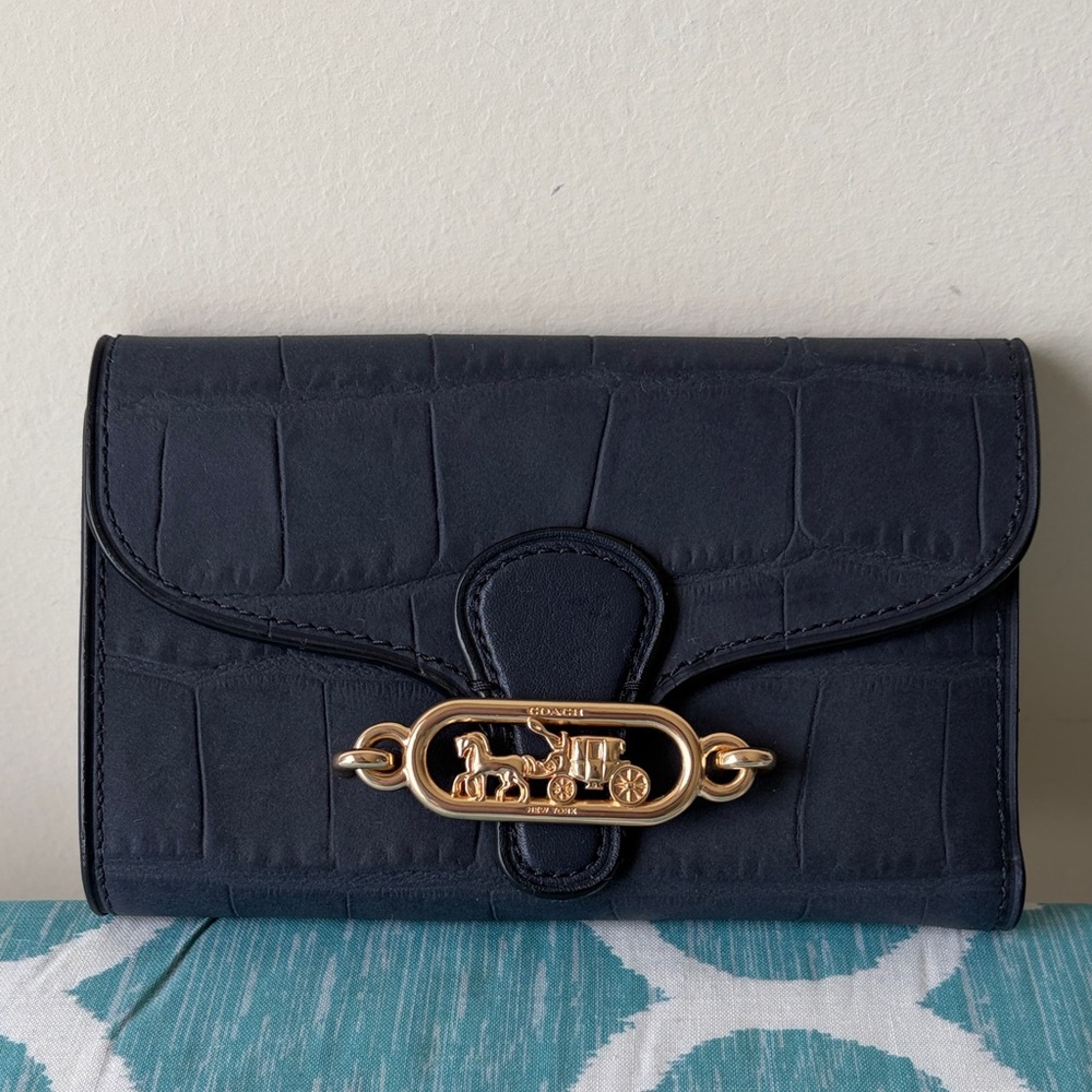 Coach Midnight Blue Wallet with Gold Hardware